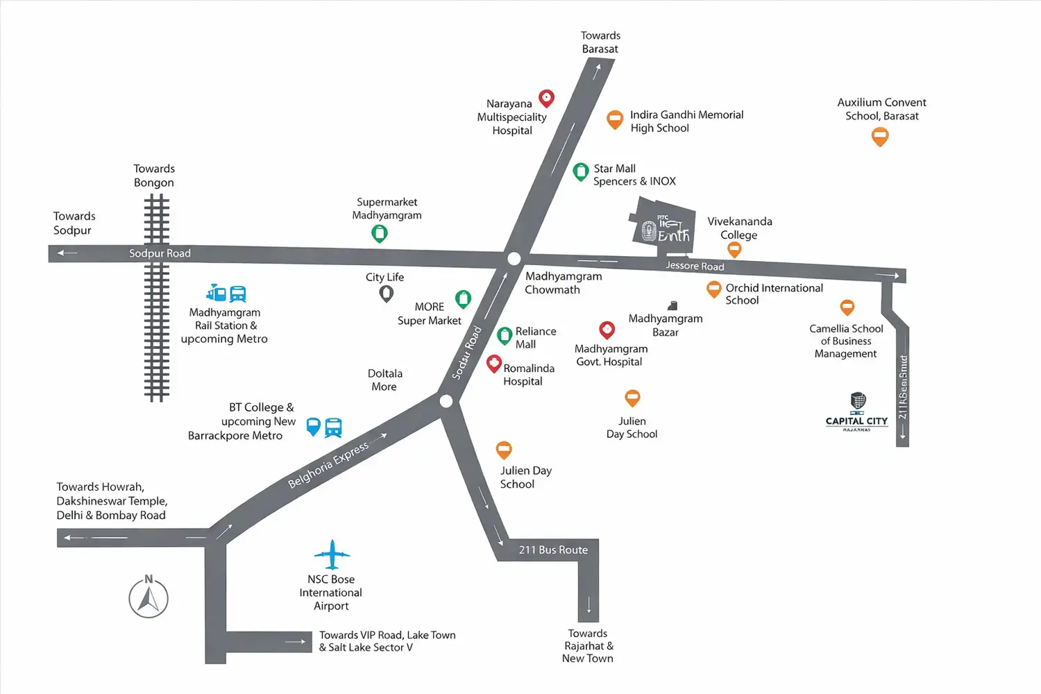 Map view of Good Earth in Madhyamgram near Jessore Road