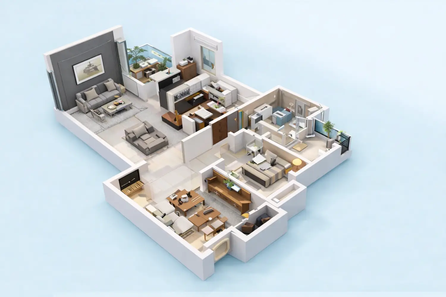 Ventoso floor plan showing bedrooms, bath, utility, dining area etc.